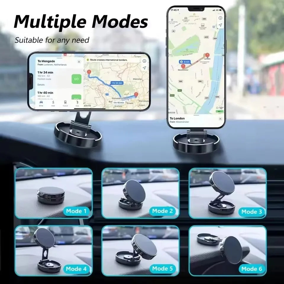Round Folding Magnetic Car Holder 360 Degree Rotatable Mobile Phone Bracket Mount Strong Magnet Support For iPhone Samsung Stand