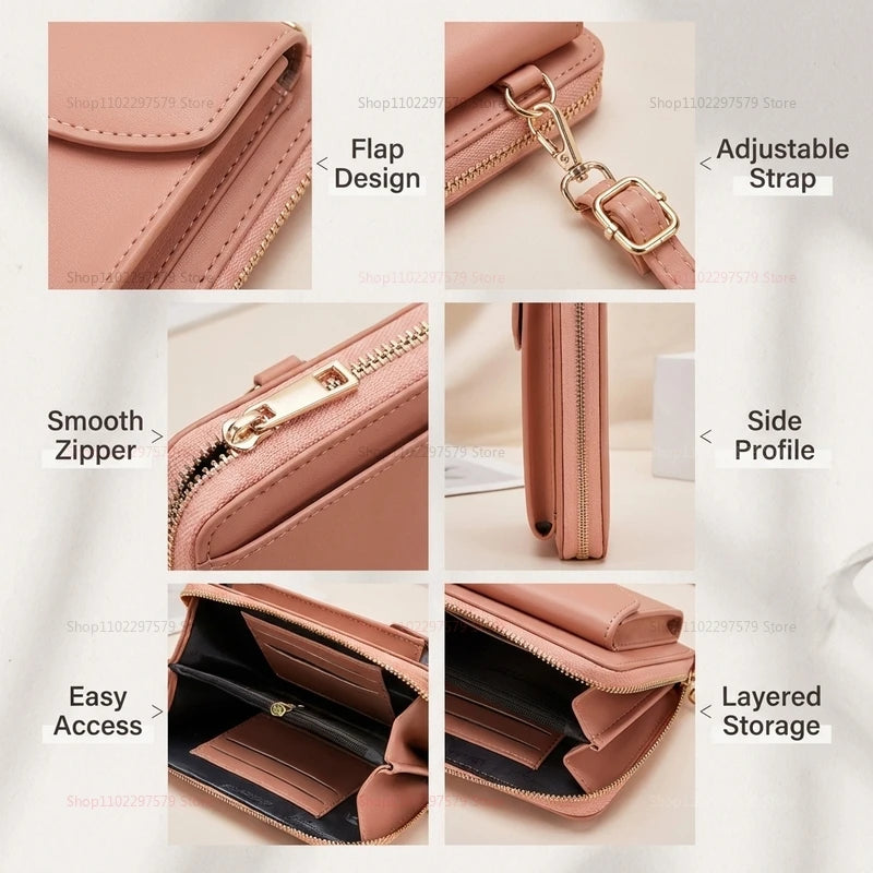 Women’s Leather Mini Crossbody Bag Soft Side Phone Coin Purse Travel Shoulder Bag Small Messenger Bag for Daily Use