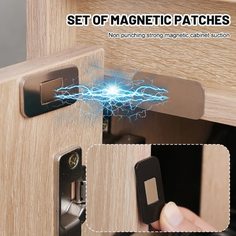 Self Adhesive Door Stop Magnetic Cabinet Catches Invisible Soft-Catch Anti-Rust Magnet Stickers Hidden Door Closer for Cupboard
