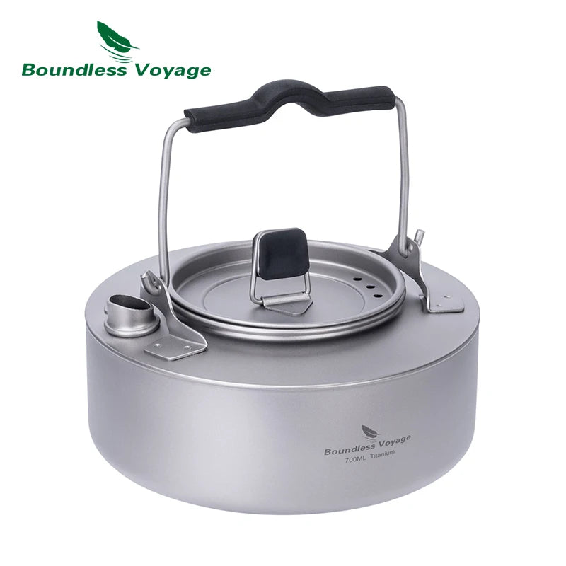 Boundless Voyage 1.2L 1.8L 2.4L Titanium Pot 0.7L Camping Kettle Cookware Outdoor Portable Stackable Ultralight Cooking Mess Kit
