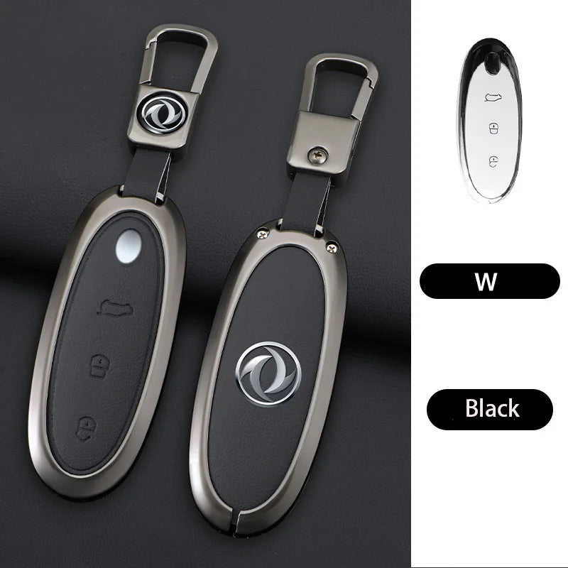 3 Buttons Zinc Alloy + Leather Car Key Case Cover Shell Skin Holder For 2024 Dongfeng NAMMI 01 new Energy Remote Key Protection