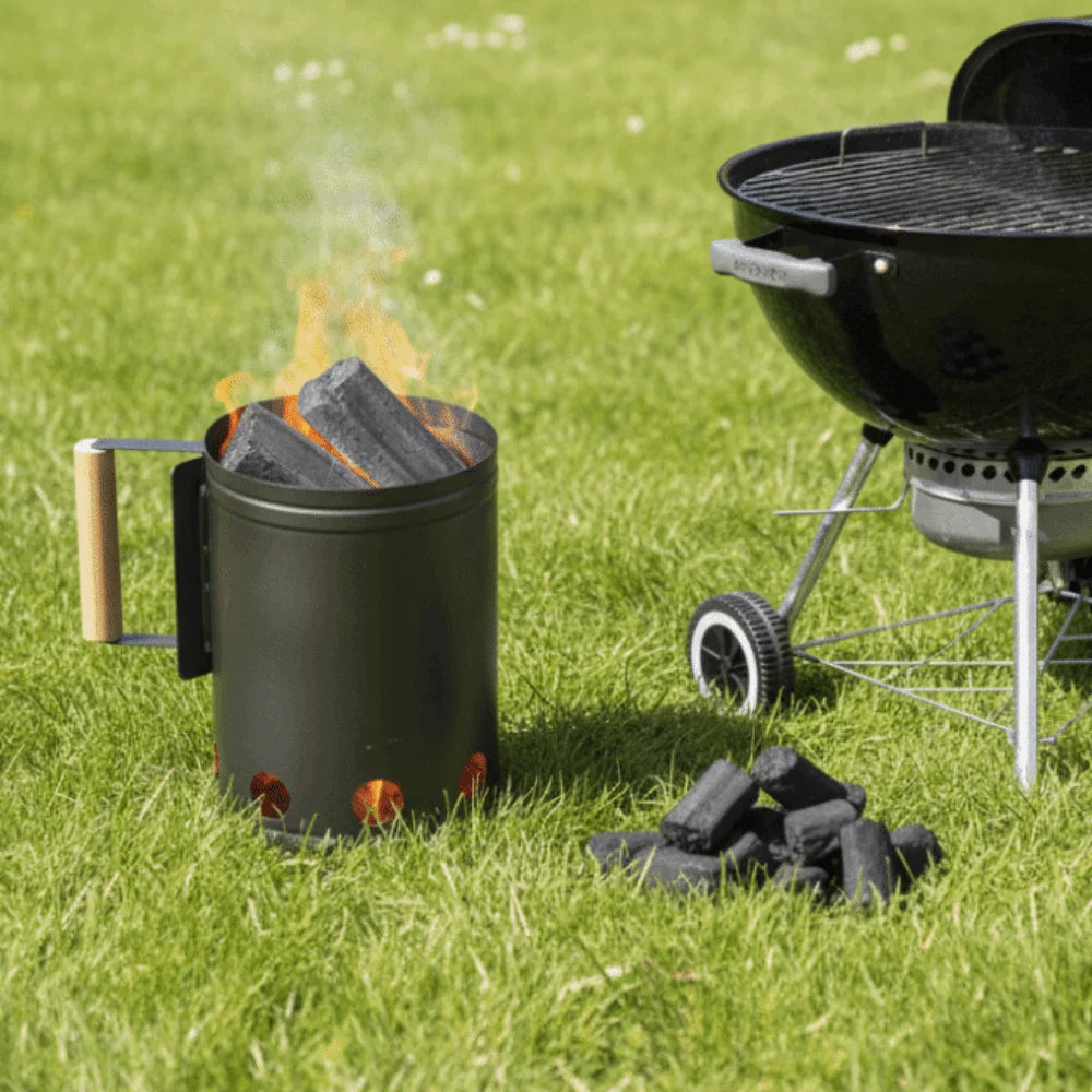 With Handle BBQ Carbon Barrel Stainless Steel Heat-resistant Camping BBQ Coal Lighter Can with Thickened Insulation Panels
