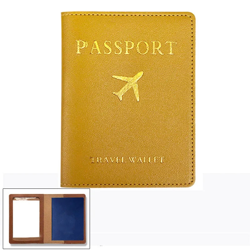 1pcs PU Leather Passport Cover Holder Women Men Passport Cover Flight Ticket Clip Multifunctional Passport Wallet Id Holder Case