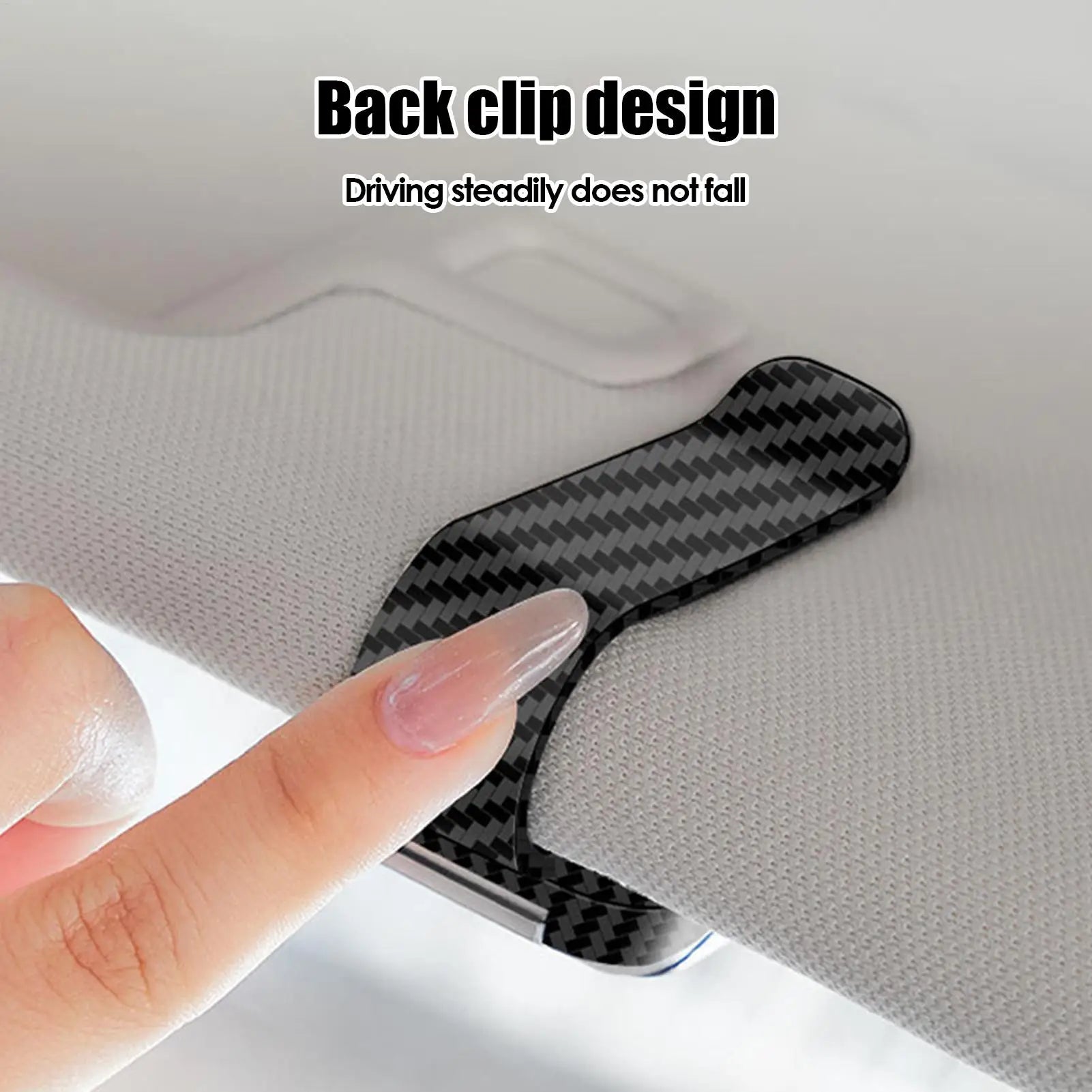 Glasses Holder for Car Sun Visor Sunglasses Clip Card Ticket Holder Eyeglasses Fastener Carbon Fiber Sunglasses Clip Black Silve