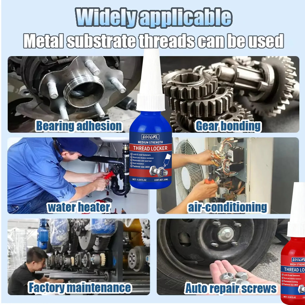 50ML 243 Blue Medium Strength Threadlockers,Universal Thread Adhesives,For All Metal Threaded Components,Removable Waterproof