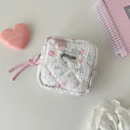 Hot Selling Fashion Flower Quilted Mini Square Storage Bag Makeup Bag Cute Girl Headphone Bag Zero Wallet Women Accessories Bag