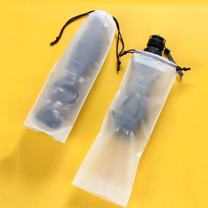 10pcs Beam Mouth Waterproof Umbrella Storage Bag Plastic Bag Drawstring Bag Translucent Bag Out Storage Vehicle-mounted Wet Bag