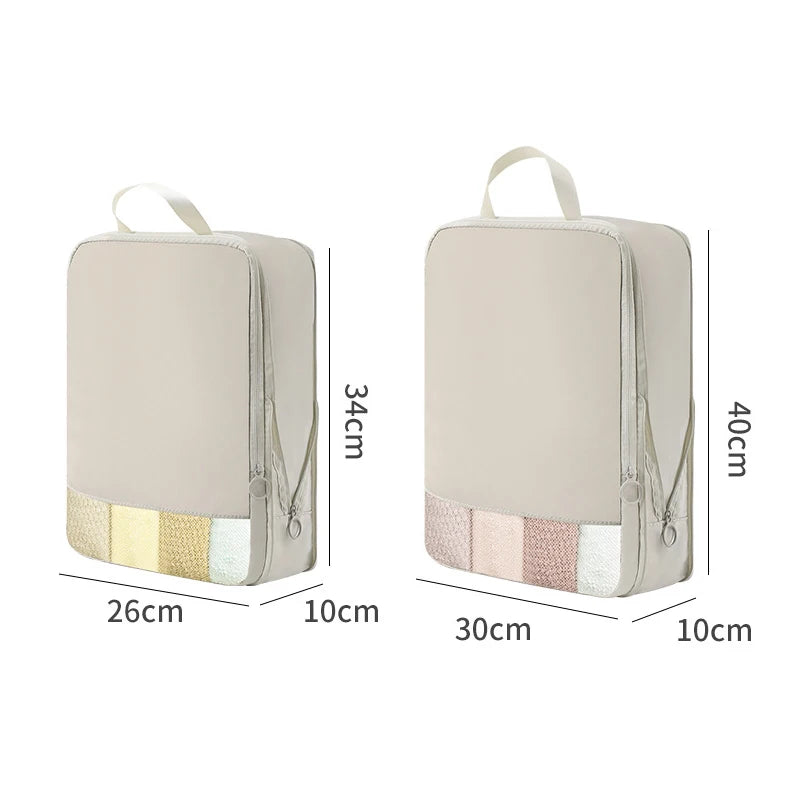 2pcs Set Soft Travel Organizer Storage Bag Suitcase Packing Cubes Set Portable Luggage Clothes Underware Tidy Pouch Compressible