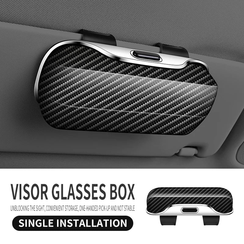 Car Sun Visor Glasses Case One-Hand Operation Racing Style Car Glasses Box Anti-Scratch Velvet Interior Car Interior Accessory