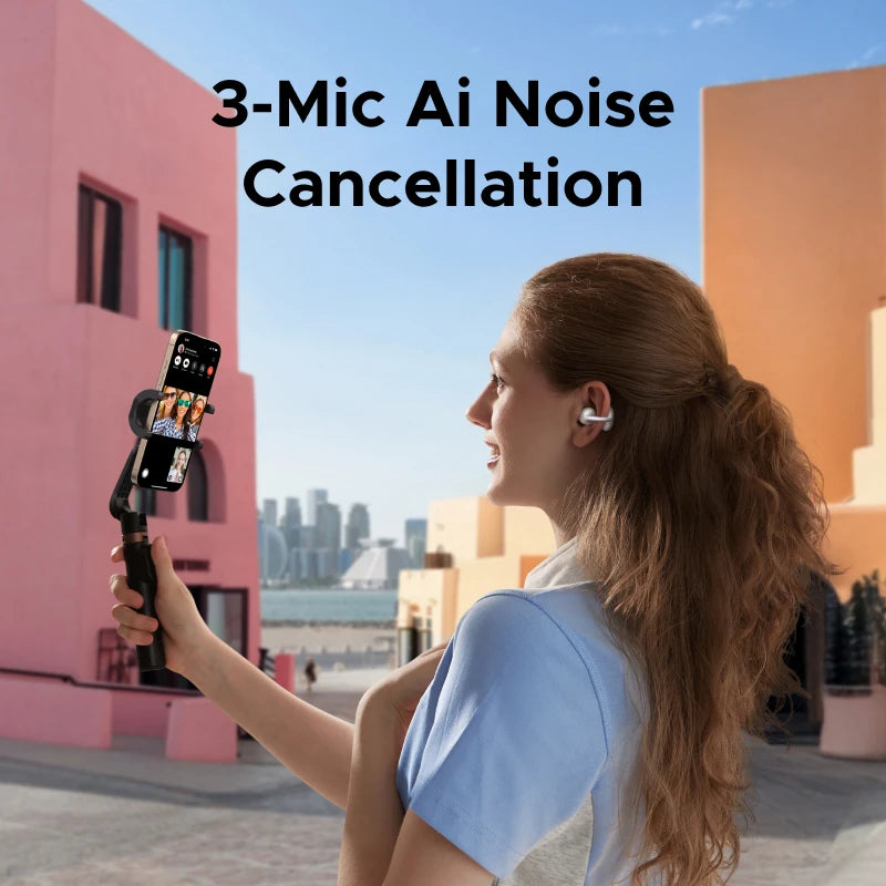 Open Ear Wireless Headphones Bluetooth Earphones ANC Dual-feedback Active Noise Cancellation, 32 Hours Playtime Clip Earbuds
