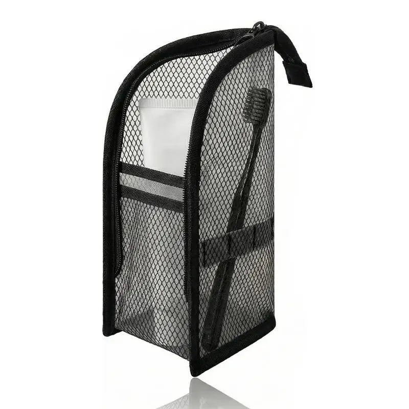 [CL]Large Capacity PVC Cosmetic Bag Waterproof Space Saving Toothbrush Toiletry Pouch Zipper Closure Vertical Design[CL]