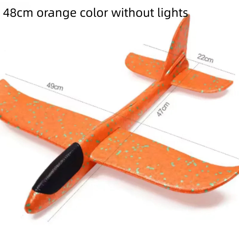 48cmFoam Aircraft Toy Hand Throw Flight Glider Aircraft Airplane DIY Model Toy Throwing Roundabout Airplane Kid Gifts