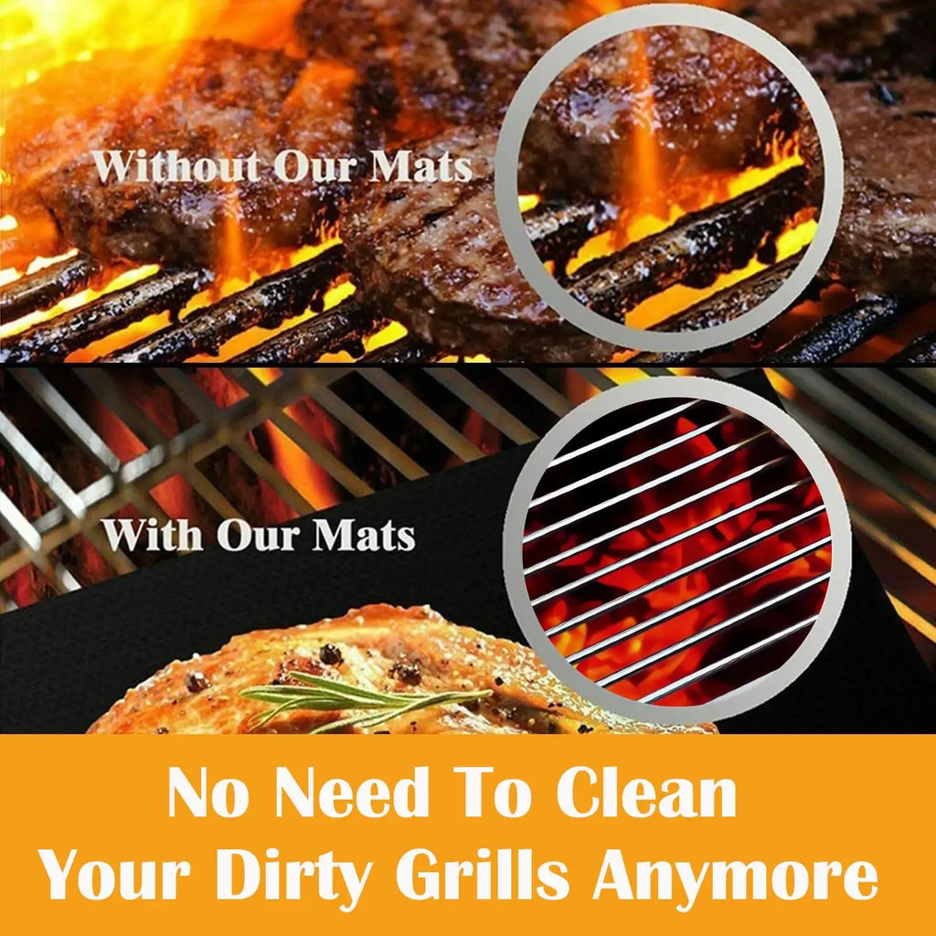 6 Pack Grill Mat for Outdoor Grill, 100% Non-Stick 40*33CM, Heavy Duty, Reusable and Easy to Clean - Gas Charcoal & Electric BBQ