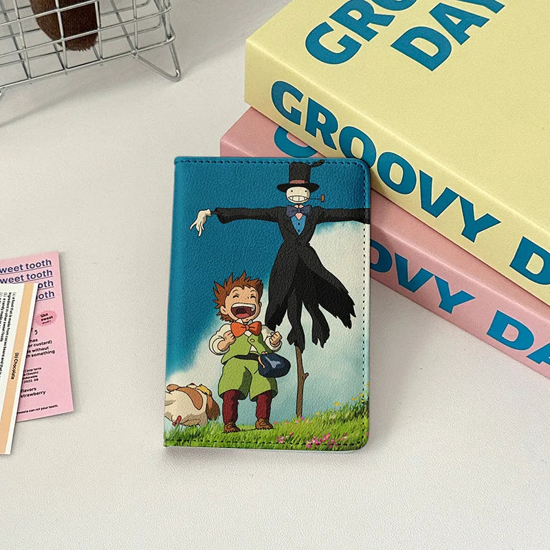 Japanese Animated Passport Cover Passport Wallet Travel Essentials Women Air Ticket Credit Card Holder Passport Protective Case