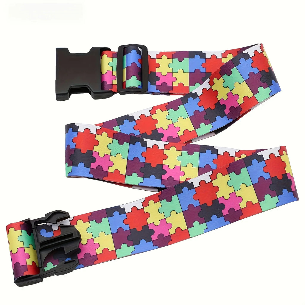 New Colorful Straight Shaped Luggage Straps for Suitcase, Polyester Luggage Belt with Adjustable Release Buckle Travel Accessory