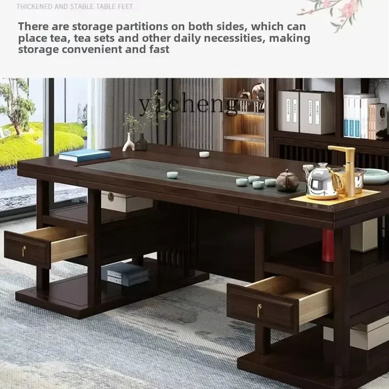 r5.13  solid wood tea table and chair combination one table five chairs coee table tea set household kung fu tea