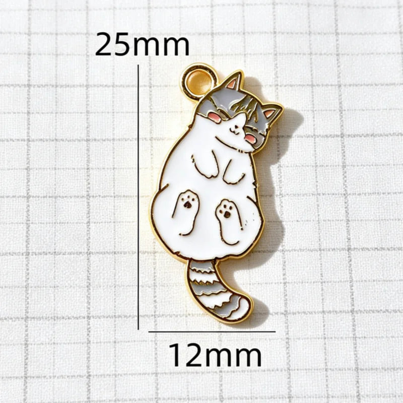 10pcs Black and White Persian Cat Lively and Cute DIY Accessories Pendant Pendant Keychain Necklace