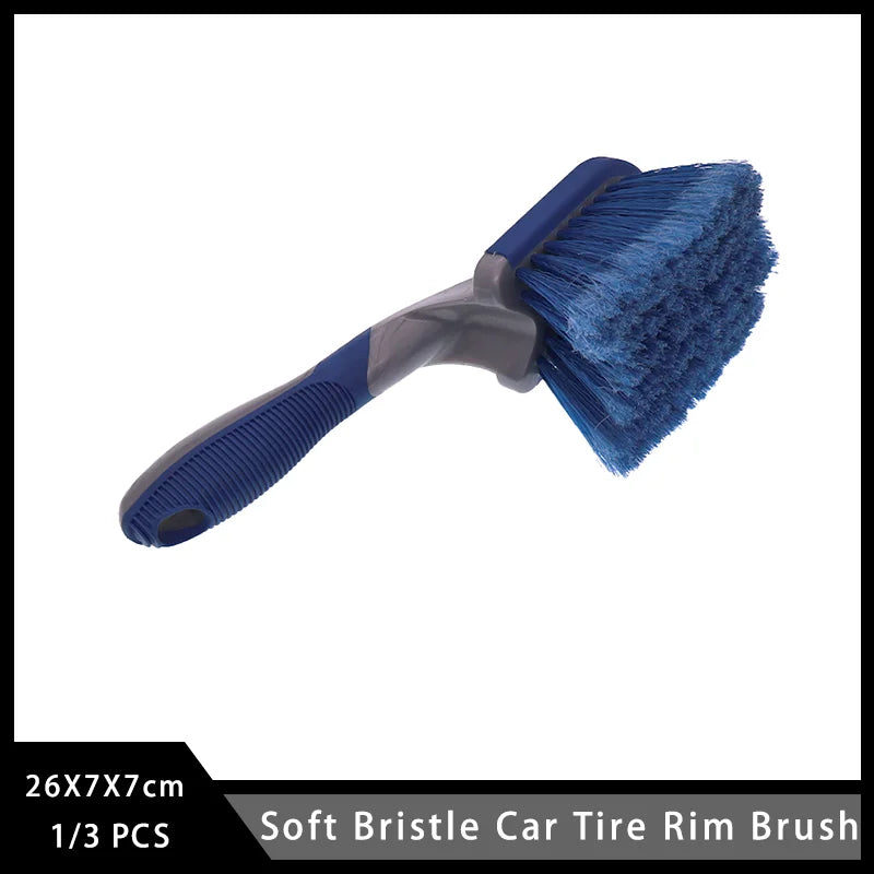 Soft Bristle Car Tire Rim Brush 26X7X7 cm Anti-scratch Wheel Cleaning Brush Non-Slip Grip Handle Auto Detailing Tool for Car