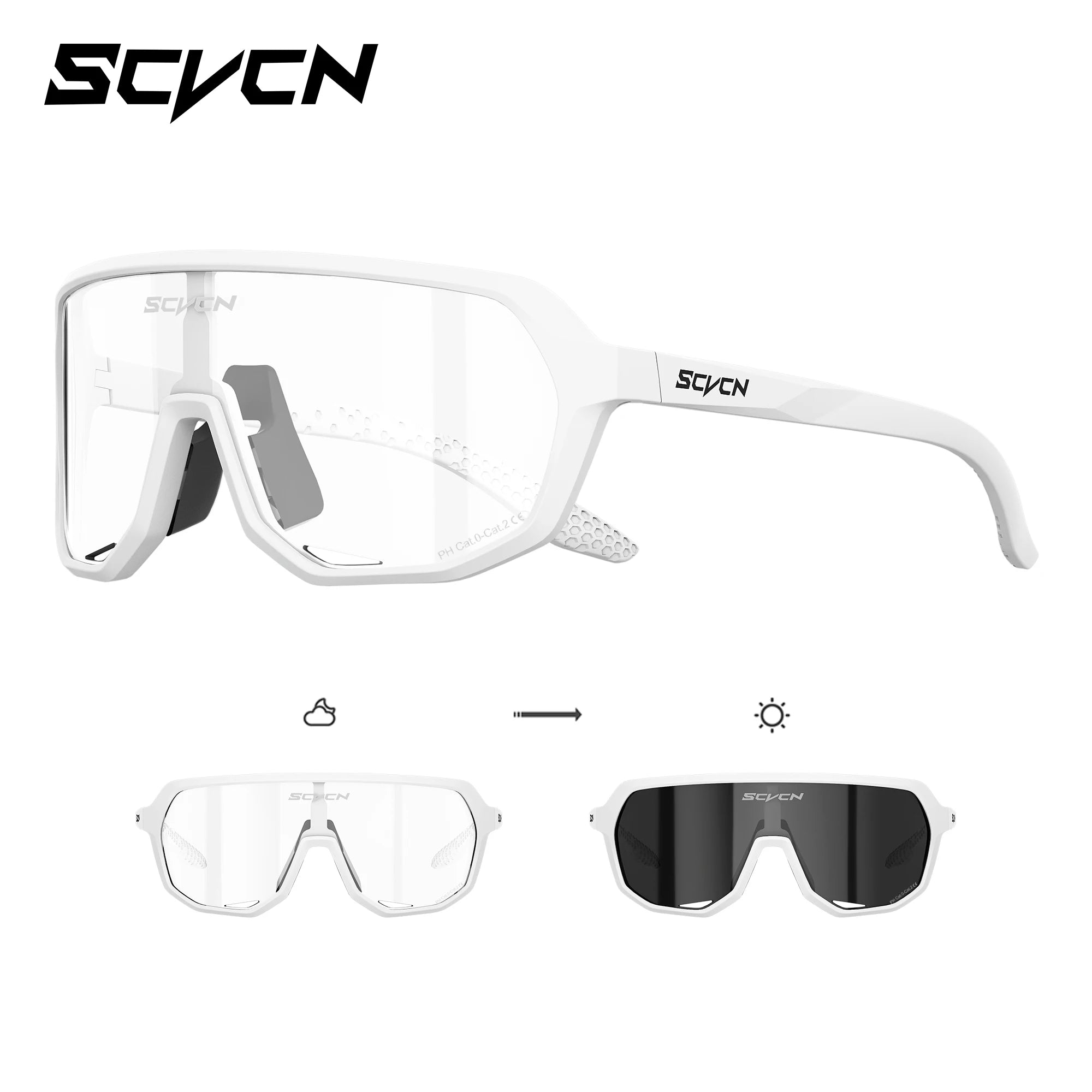 SCVCN HD UV400 Photochromic Hiking Sunglasses Outdoor Sports Stylish Cycling Glasses Running Rock Climbing Driving Sunglasses