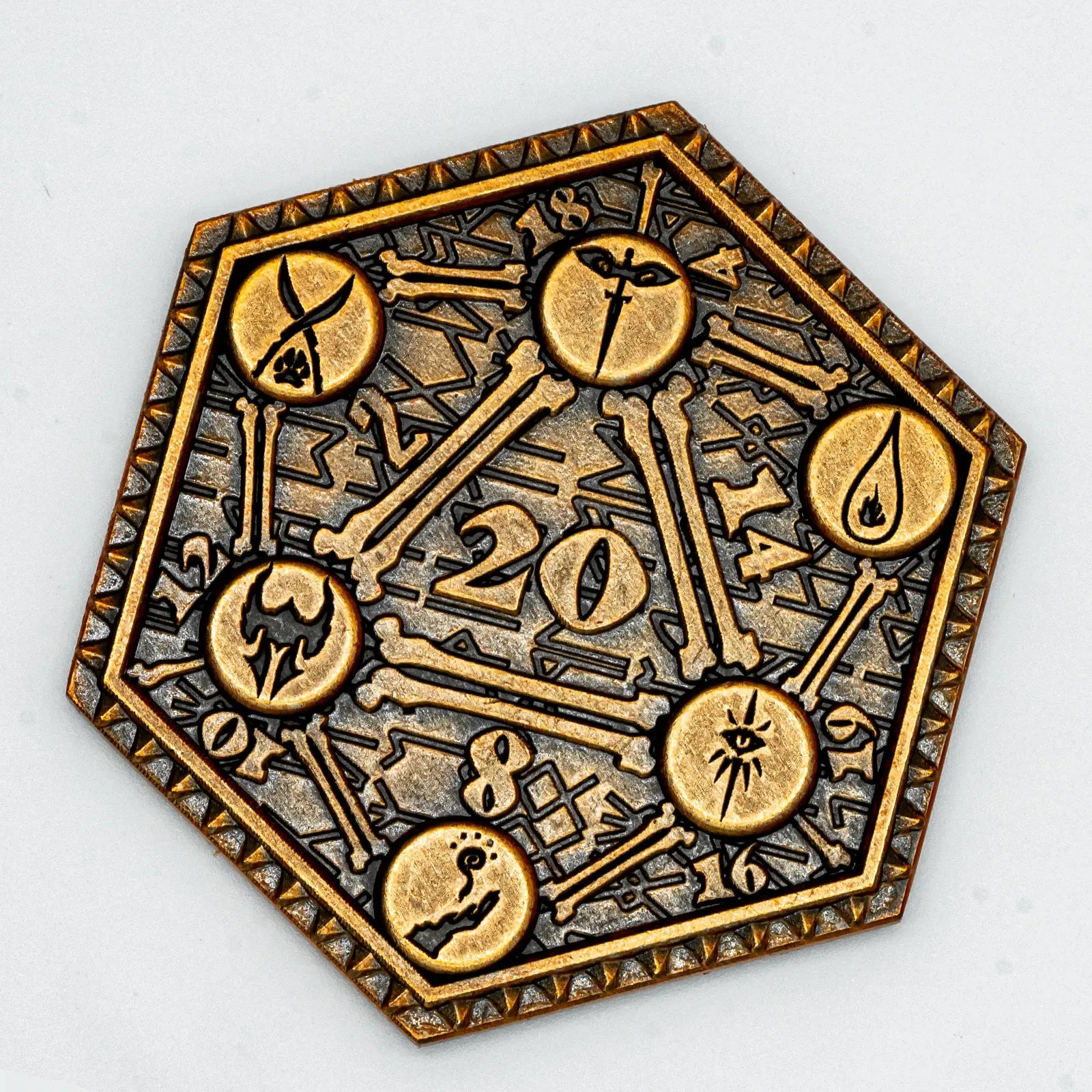 1Pcs D20 Coin Creative Metal Coins 45mm Metal Plated for RPG D&D Game Lovers Critical Fumble Novelty Board Games