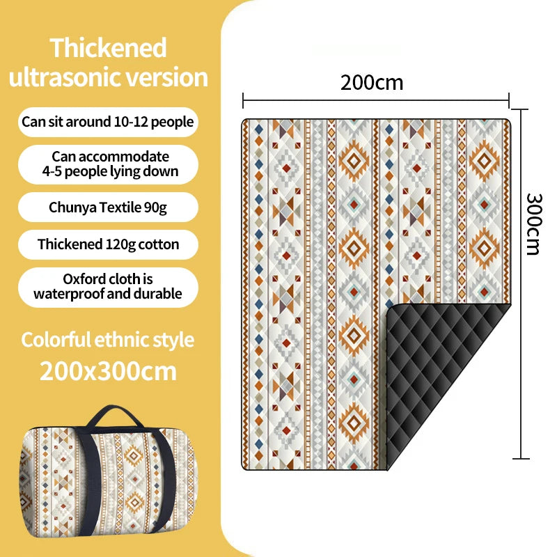 300x300cm Waterproof Picnic Mat Large Beach Blanket Machine Washable Outdoor Beach Mat With Carrying Handle For Camping Beach