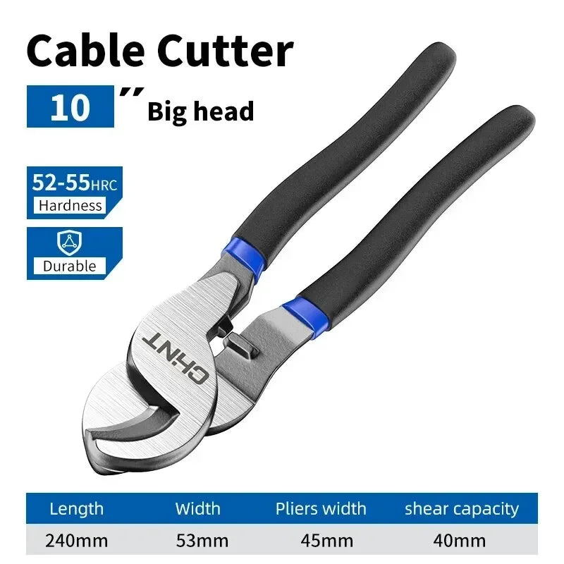 Insulated Cable Cutter Wire Stripper Electrician Shears Pliers Scissors Cutting Tools Manual 6/8/10 Inch Stranding Pliers