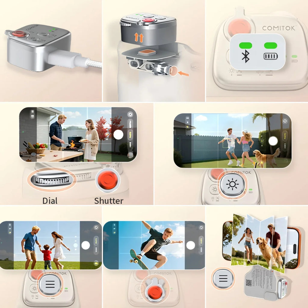 COMITOK MOCA ARCO Magnetic Camera Grip for Galaxy S26 Ultra Detachable Remote Handle with Matching Case for Vlog Video Selfie
