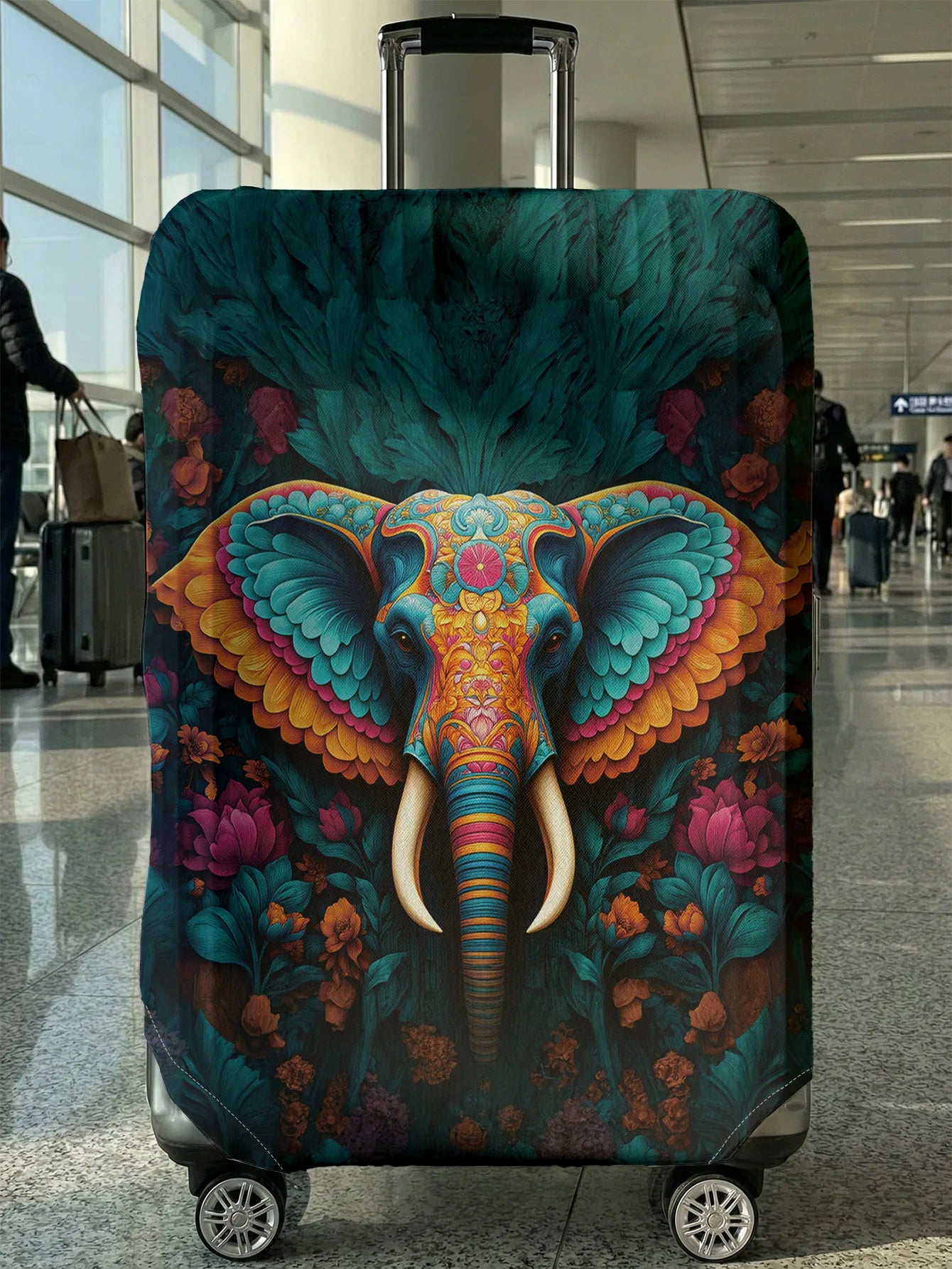 Elephant Flower Luggage Protective Cover, suitable for 18-32 inch luggage covers, luggage handle gloves, travel accessories