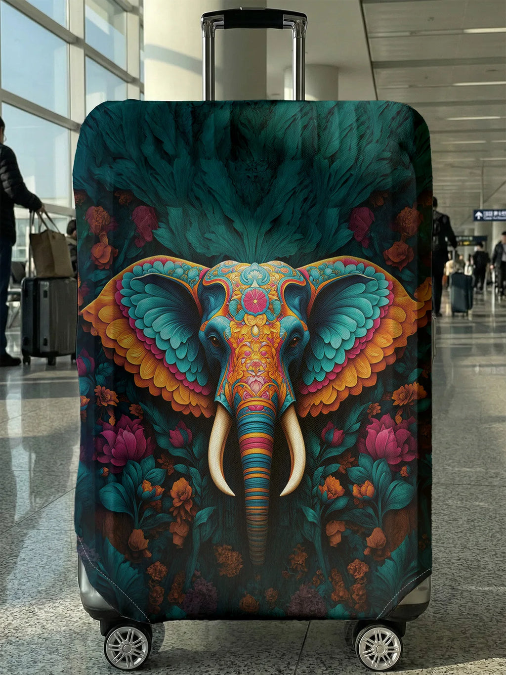 Elephant Flower Luggage Protective Cover, suitable for 18-32 inch luggage covers, luggage handle gloves, travel accessories