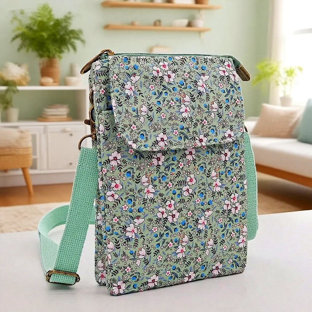 Fresh countryside fabric crossbody phone bag - floral five-layer crossbody women's bag