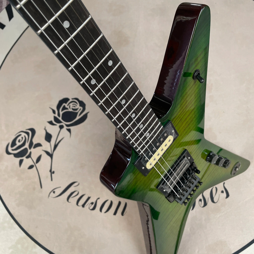 6 strings green electric guitar black hardware guitars rosewood guitarra