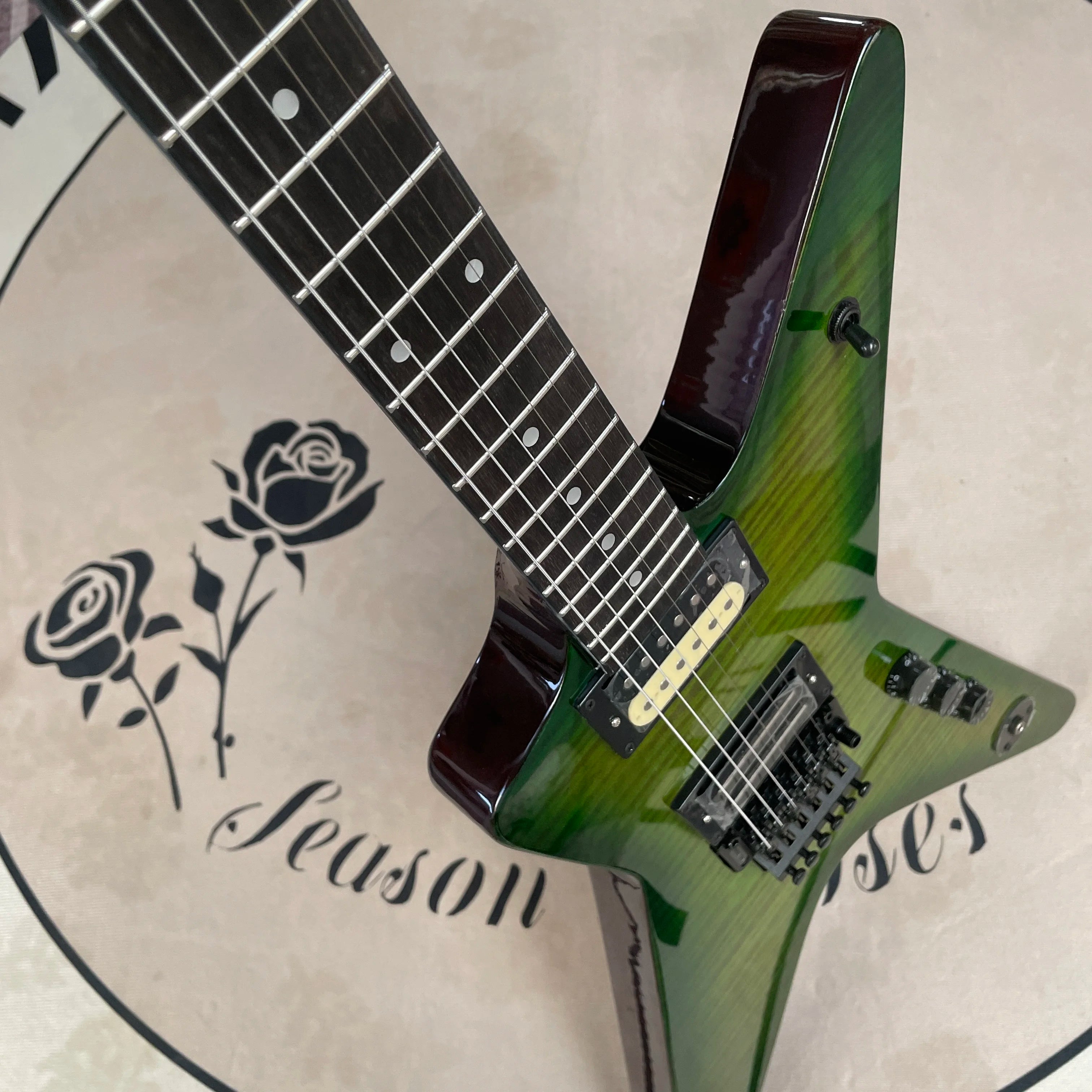 6 strings green electric guitar black hardware guitars rosewood guitarra