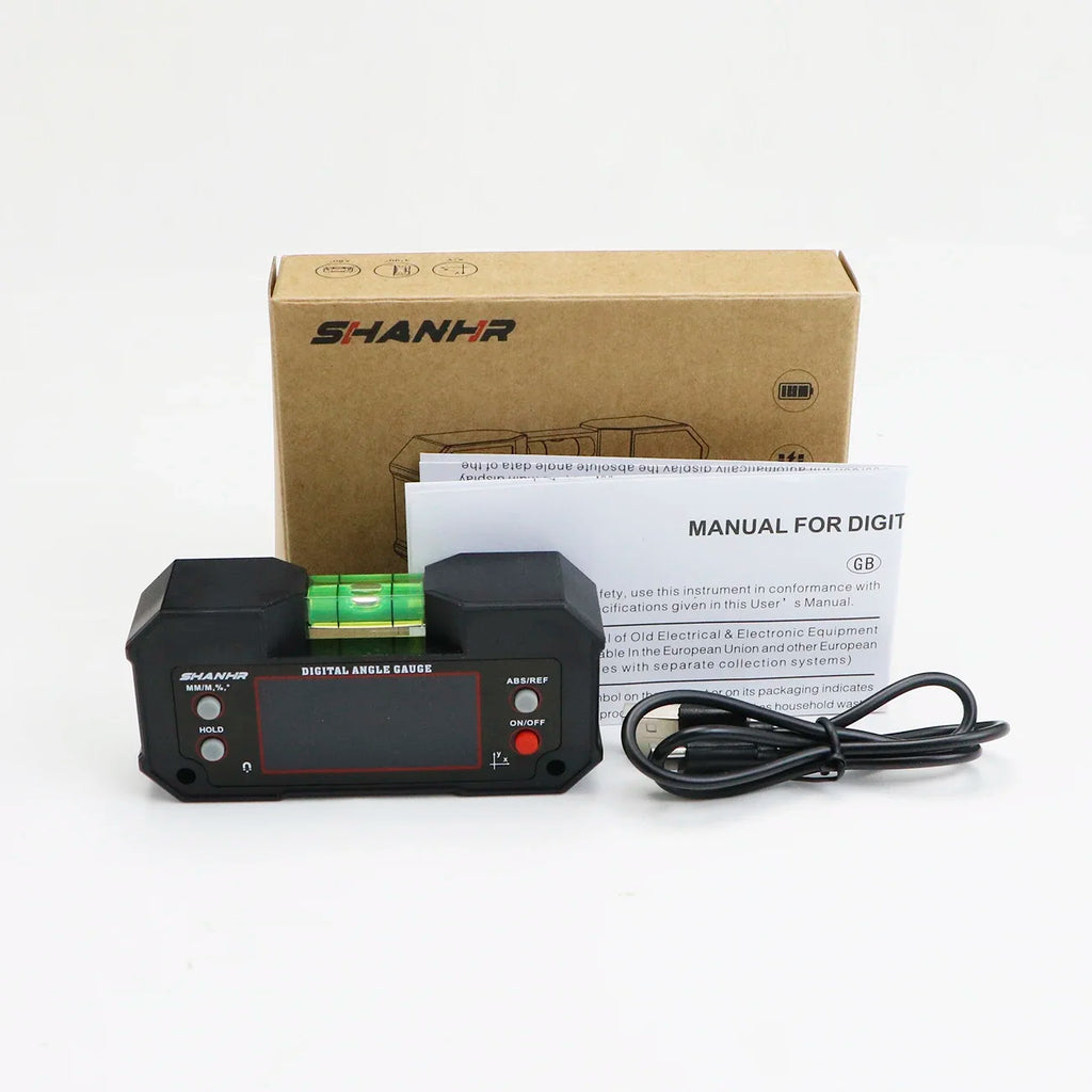 SHANHR Digital Angle Finder, Multi-Axis Protractor Tool with Backlit LCD, Digital Level with Bubble and Dual Axis Display