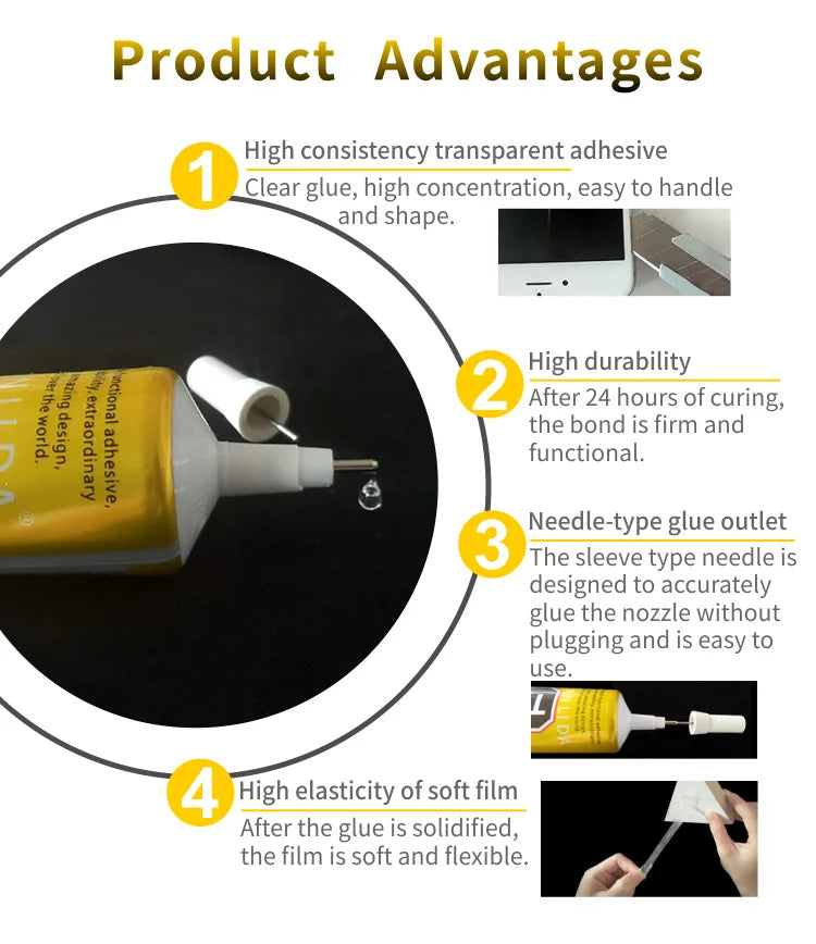 Zhanlida 110ml t8000 Clear Repair Phone Frame Screen Display Adhesive Electronic Components Glue With Precision Applicator Tip