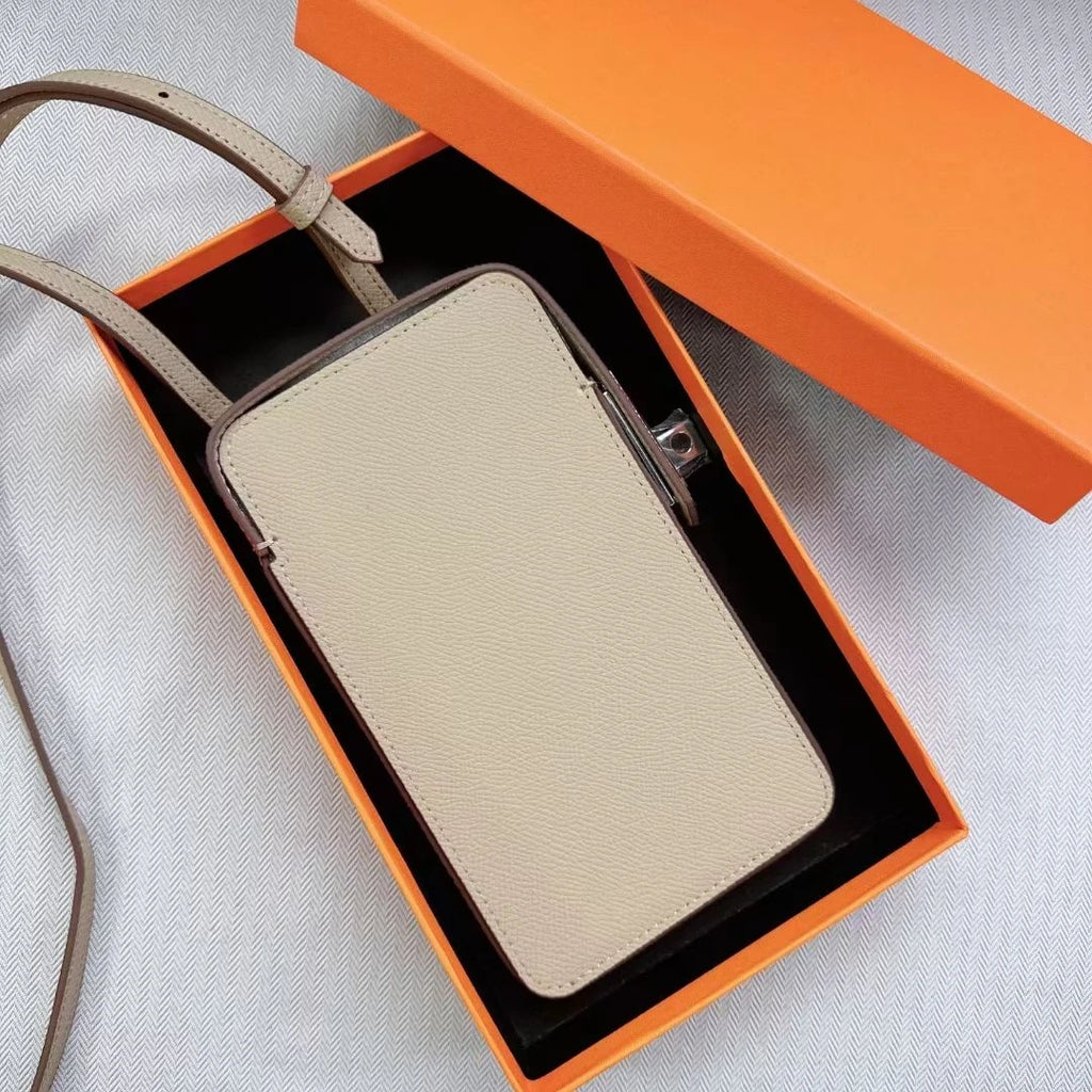 Luxury Design Phone Bag Women Lock Buckle Cell Phone Bag Fashion Hundred Leather Box Bag Simple Premium Sense Mini Shoulder