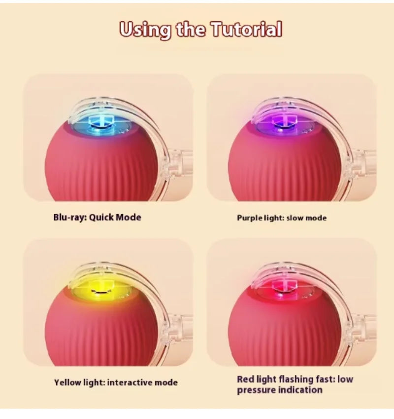 Rechargeable Smart Automatic Rolling Cat Ball Toy Faux Mouse Tail Interactive Electric Pet Toy Indoor Kitten Hunting Self Play