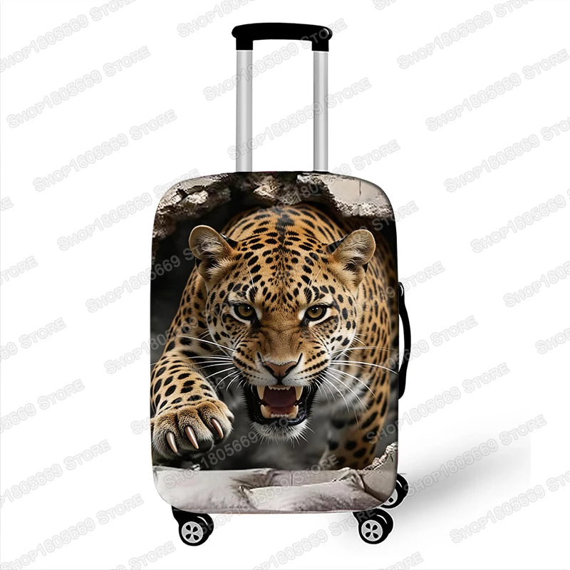 3D Animal Tiger / Lion / Wolf Bursting Through Wall Luggage Cover Elastic Trolley Case Covers Suitcase Protective Cover