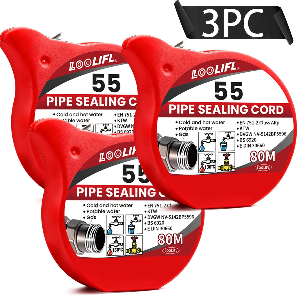 LOOLIFL 55Professional Pipe Sealing Cord Thread Seal Tape Alternative for Hot/Cold Water,Gas Pipeline Plumbing Sealing Solution