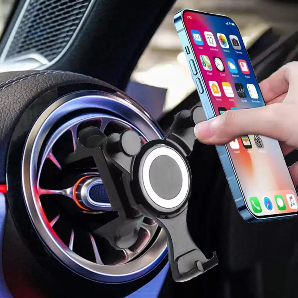 Round Car Air Outlet Mobile Phone Navigation Holder Gravity Bracket Rotatable Phone Mount For Air Outlet Quick Installation