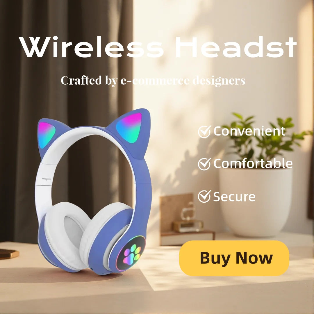 Cat Shaped Wireless Bluetooth Earphones Handsfree Earbuds with Microphone for All Phones Fashion Headphoens Game Headset