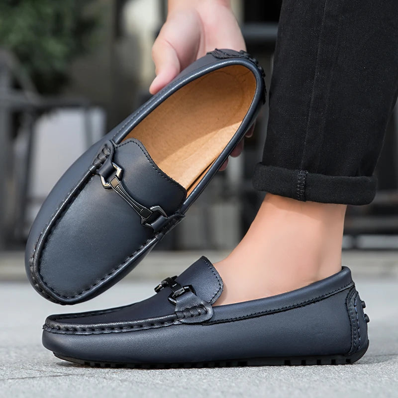Genuine Leather Men Casual Shoes Luxury Brand Mens Loafers Moccasins Breathable Slip on Italian Driving Shoes Chaussure Homme