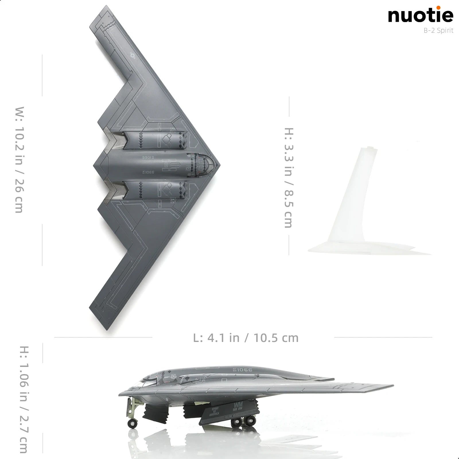 NUOTIE 1/200 B-2A Spirit Stealth Strategic Heavy Bomber AF 82-1066 Metal Diecast Model with Stand Adult Collection Gift