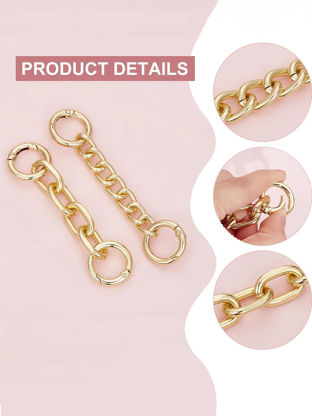 Bag Strap Extender Chains Metal Purse Chain 2 Styles Shoulder Bag Strap Extender Chains with Spring Gate Rings for Bag Straps