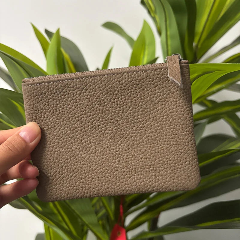 Genuine Top Cow Leather Fashion Women Small Wallet For Ladies Zipper Card Purse Key Storage Bag High Quality Short Wallet Female