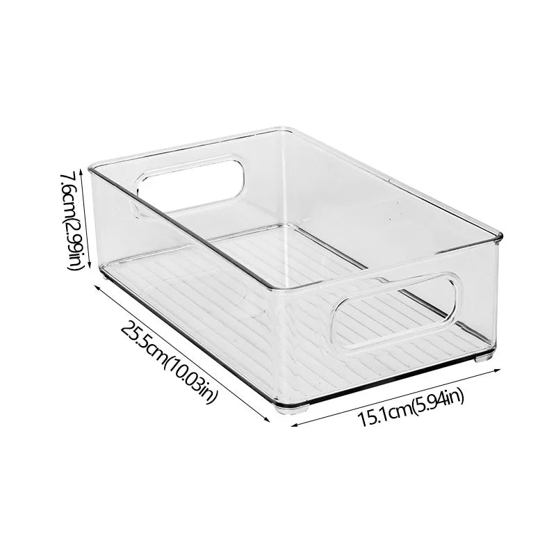Refrigerator Organizer Bins Stackable Fridge Food Storage Box With Handle Clear Plastic Pantry Freezer Organizer Tool
