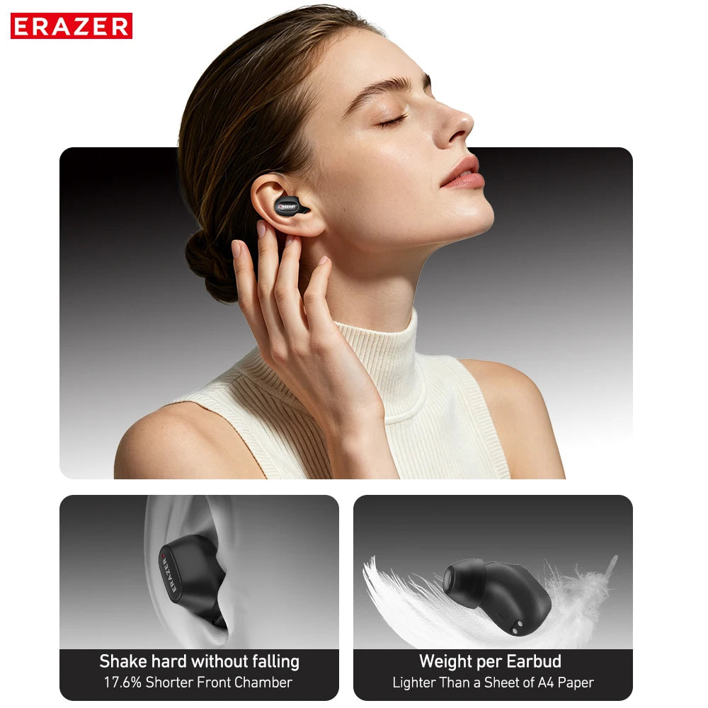 Erazer XF65 Bluetooth Earphones 135 Language AI translator Earbuds Low Latency Lanyard Long Battery Soft Wireless Headphones