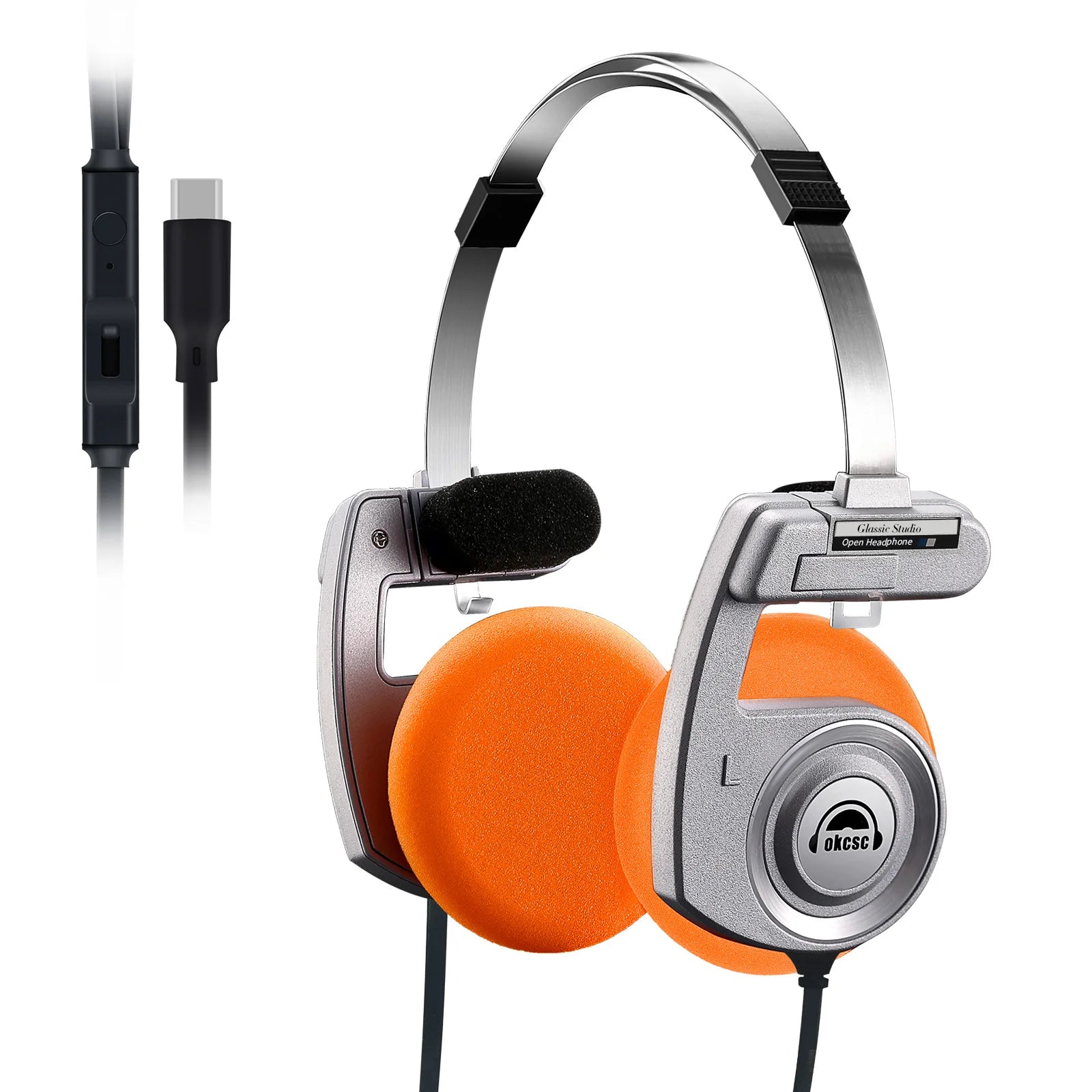 OKCSC Retro 3rd Generation Headphone Only Bluetooth Version 2-in-1 Wired/Wireless Earphones 40mm Driver Open End HiFi Headset