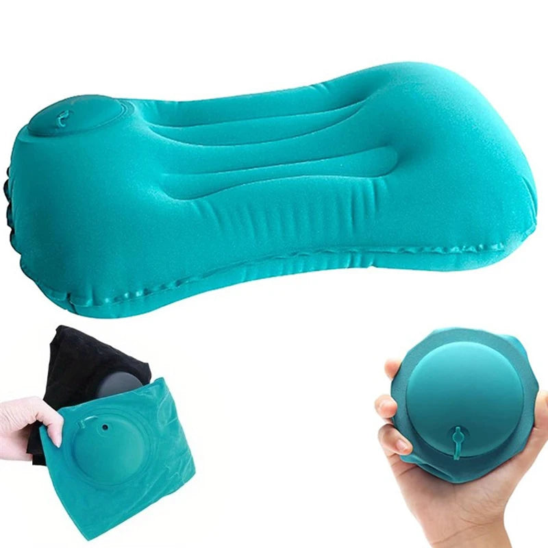 1PC Inflatable Pillow Press Type Bed Pillows Car Lumbar Pillow Suitable For Neck Waist Support Camping Home Office Supplies