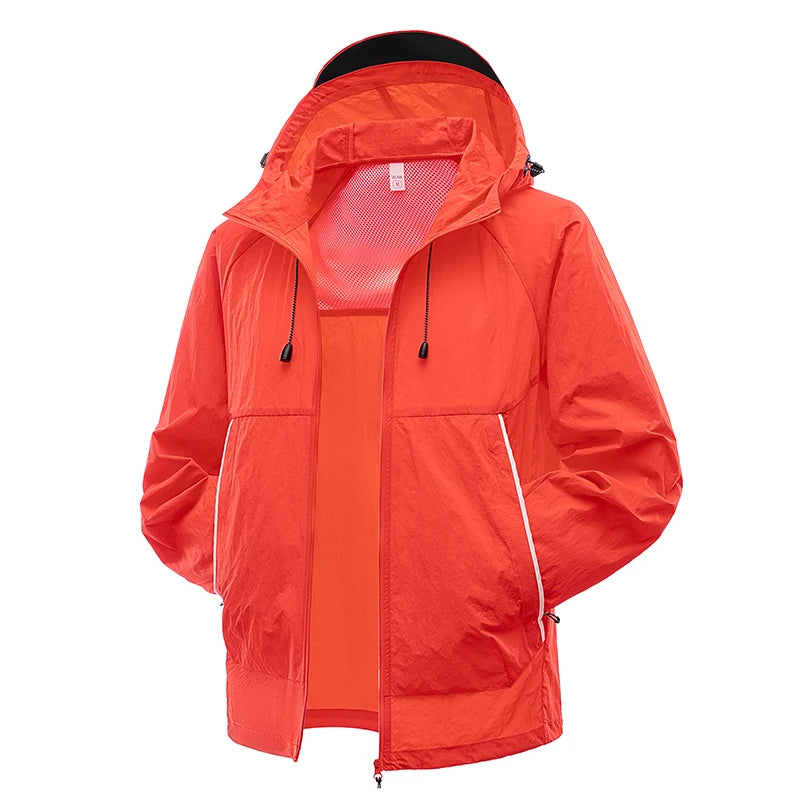 EUMERGX Men's Women's Trekking Windbreaker Summer Sun Protection Waterproof Lightweight Jacket Fishing Climbing Hiking Coat