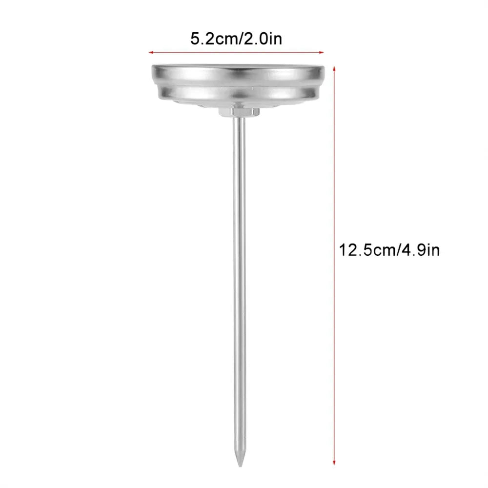 Stainless Steel Meat Thermometer Instant Read 0~120℃ Probe Thermometer Large Dial Plate Easy To Use BBQ Temperature Probe